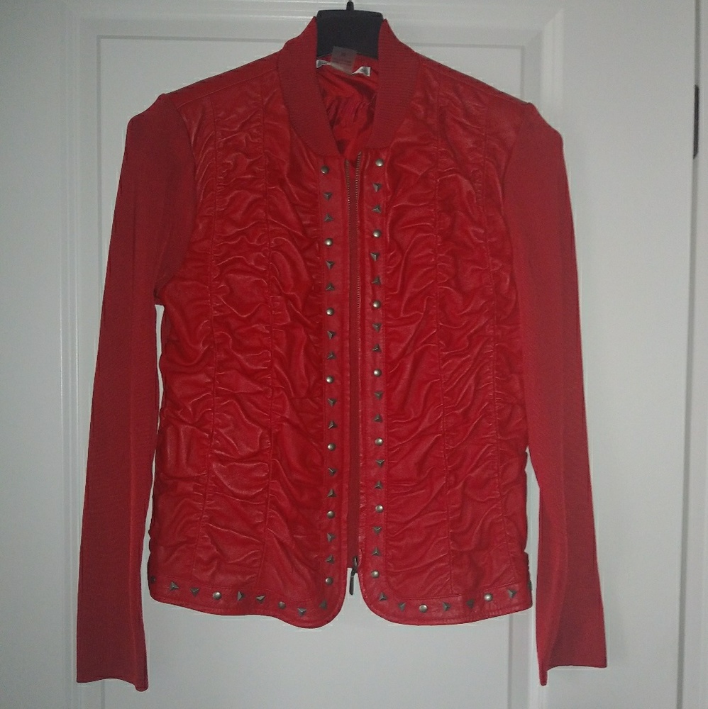 Peter Nygard Rouge Red Leather Jacket NEW!